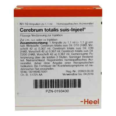 Cerebrum Totalis Suis Injeele 1,1 ml 10 szt. od Biologische Heilmittel Heel GmbH PZN 00193430