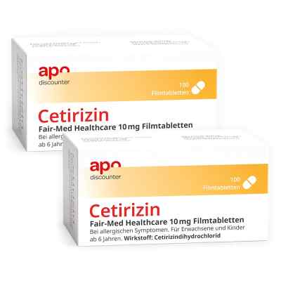 Cetyryzyna Apodiscounter 10 Mg zestaw 2x100 szt. od Fairmed Healthcare GmbH PZN 08102817