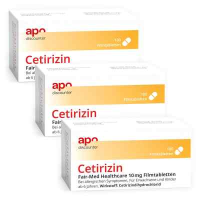 Cetyryzyna Apodiscounter 10 Mg zestaw 3x100 szt. od Fairmed Healthcare GmbH PZN 08102908