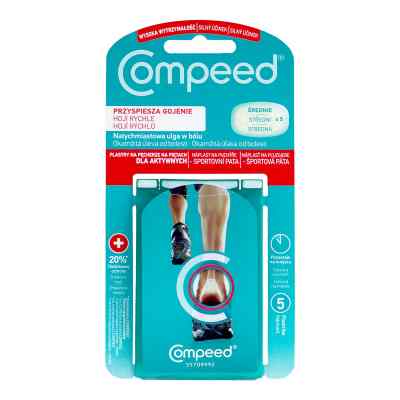 COMPEED Plastry na pęcherze na piętach dla aktywnych średnie 5  od LABORATOIRE HRA PHARMA PZN 08303024