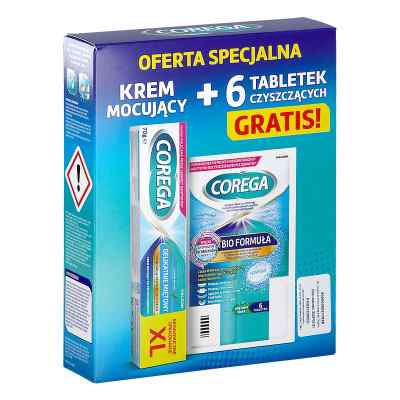 Corega Zestawa Krem mocujący delikatnie miętowy + Tabletki czysz