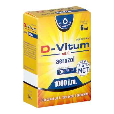 D-Vitum aerozol witamina D 1000 j.m. 6 ml od OLEOFARM SP. Z O.O. PZN 08301665