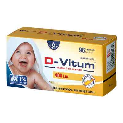 D-Vitum witamina D dla niemowląt 400 j.m. kapsułki twist-off 96  od OLEOFARM SP. Z O.O. PZN 08300192