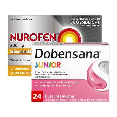 Dobensana Junior 1,2 mg  0,6 mg Lutschtabletten  Nurofen 200 mg  1 szt. od Reckitt Benckiser Deutschland Gm PZN 08100049