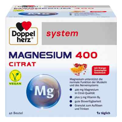 Doppelherz Cytrynian magnezu 400 – granulki  40 szt. od Queisser Pharma GmbH & Co. KG PZN 03979846