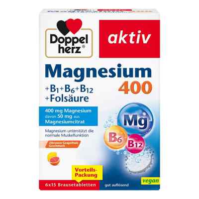 Doppelherz Magnesium 400+b1+b6+b12+kwas foliowy tabletki musując 6X15 szt. od Queisser Pharma GmbH & Co. KG PZN 17556813
