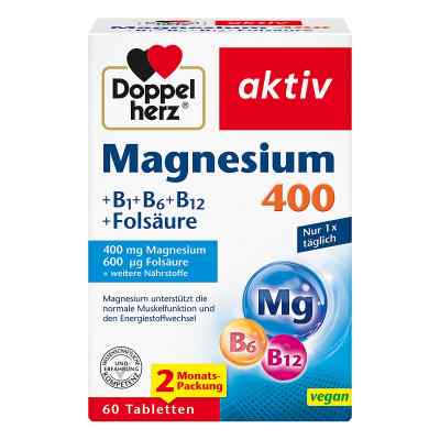 Doppelherz magnez 400mg+ wit.B+ kwas foliowy tabletki 60 szt. od Queisser Pharma GmbH & Co. KG PZN 07625045