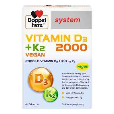 Doppelherz Vitamin D3 2000+k2 system tabletki 60 szt. od Queisser Pharma GmbH & Co. KG PZN 14063814