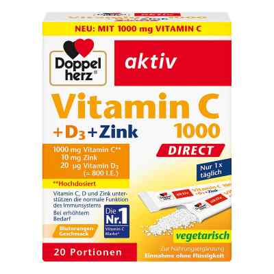 Doppelherz Witamina C 1000 + D3 + Cynk DIRECT 20 szt. od Queisser Pharma GmbH & Co. KG PZN 19528867