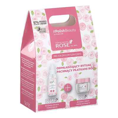 Flos-Lek Rose For Skin Zestaw Różany Krem Odmładzający n/dzień i