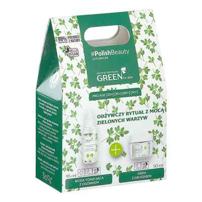 FLOS-LEK Zestaw GREEN FOR SKIN (Krem z Groszkiem n/noc i Woda To