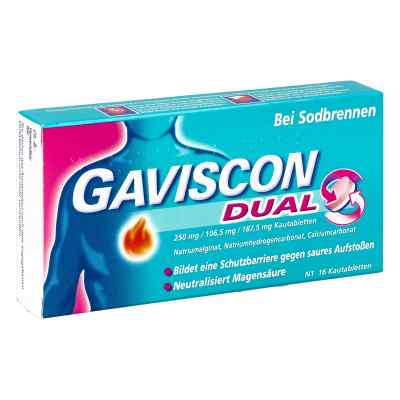 Gaviscon Dual 250mg/106,5mg/187,5mg tabletki do ssania  16 szt. od Reckitt Benckiser Deutschland GmbH PZN 04363716