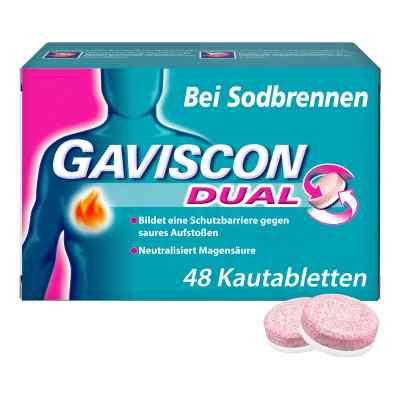 Gaviscon Dual 250mg/106,5mg/187,5mg tabletki do żucia 48 szt. od Reckitt Benckiser Deutschland Gm PZN 11528394