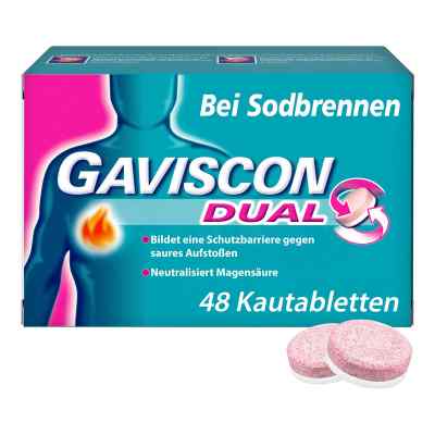 Gaviscon Dual 250mg/106,5mg/187,5mg tabletki do żucia 48 szt. od Reckitt Benckiser Deutschland GmbH PZN 11528394
