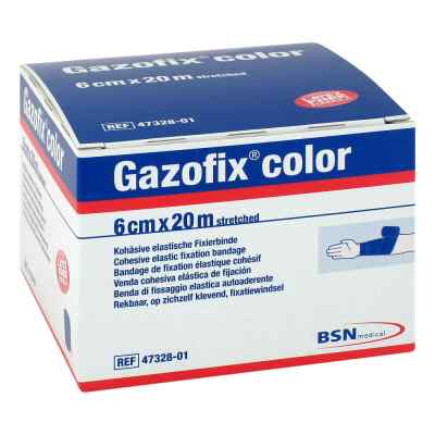 Gazofix color Fixierbinde kohäsiv 6 cmx20 m blau