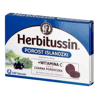 Herbitussin Porost Islandzki z witaminą C smak czarna porzeczka 12  od DOMACO PZN 08300806