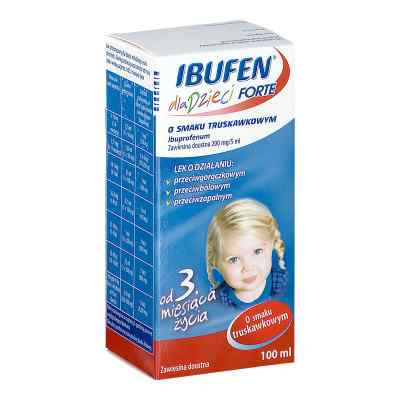 Ibufen dla dzieci Forte sm.truskawka 100 ml od ZAKŁADY FARMACEUTY. POLPHARMA S. PZN 08301786