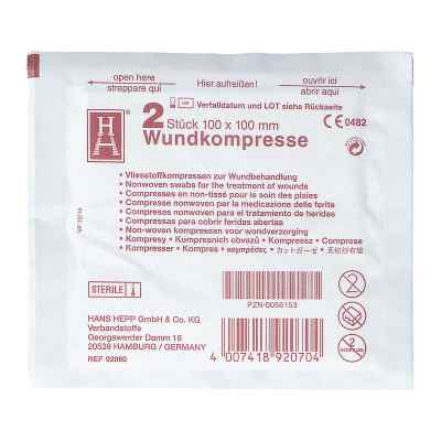 Kompressen Vlies 10x10 cm steril 2 szt. od Hans Hepp GmbH & Co PZN 00056153