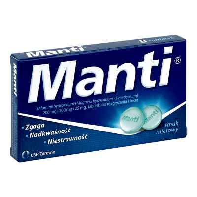 Manti tabletki do rozgryzania i żucia smak miętowy 8 od US PHARMACIA SP. Z O.O. PZN 08300761