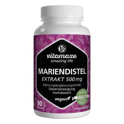 Mariendistel 500 mg Extrakt hochdosiert vegan Kapseln  90 szt. od Vitamaze GmbH PZN 15398037