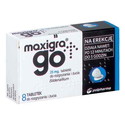 Maxigra Go tabletki do rozgryzania i żucia 8  od ZAKŁADY FARMACEUTYCZNE POLPHARMA PZN 08301143