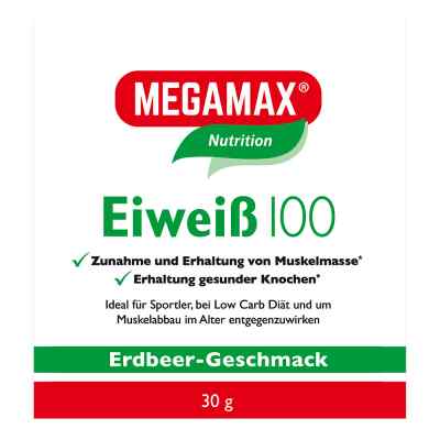 Megamax Eiweiss 100 proszek o smaku truskawkowym 30 g od Megamax B.V. PZN 09198073