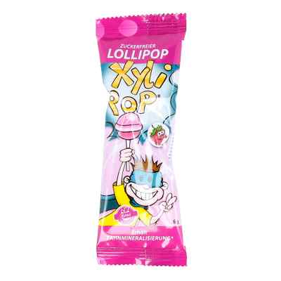 Miradent Xylipop Lolli Zahnpflege Lolli Erdbeere 1X6 g od Hager Pharma GmbH PZN 12455823