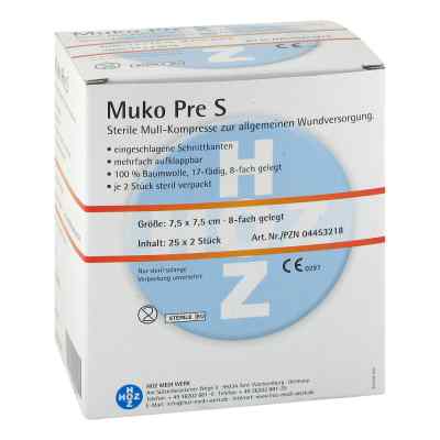 Mukopre S 7,5x7,5cm 8fach sterile Mullkompresse 25X2 szt. od HOZ MEDI WERK Produktions- und V PZN 04453218