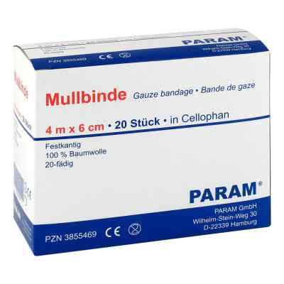 Mullbinden 6cm m.Cellophan 20 szt. od Param GmbH PZN 03855469