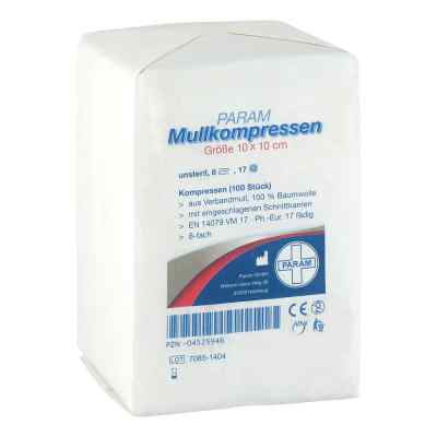 Mullkompressen 10x10cm 8-fach unsteril 100 szt. od Param GmbH PZN 04525946