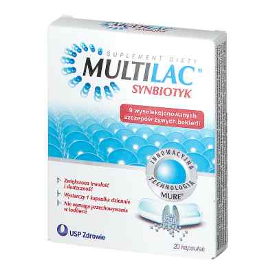 Multilac, synbiotyk (probiotyk + prebiotyk), kapsułki 20 kaps. od BIFODAN A/S PZN 08300902