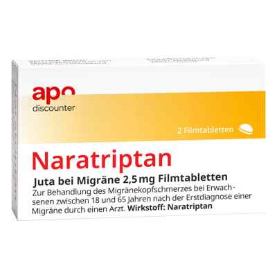 Naratriptan Juta Bei Migräne 2,5 Mg tabletki powlekane 2 szt. od apo.com Group GmbH PZN 18110686