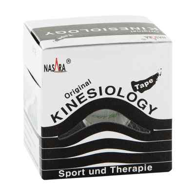Nasara Kinesio Tape 5 cmx5 m czarny z pudełkiem dozującym