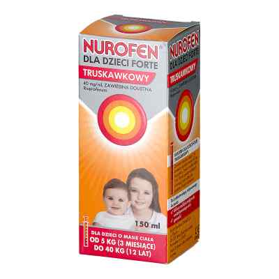 Nurofen dla dzieci Forte truskawkowy 150 ml od RECKITT BENCKISER HEALTHCARE (UK PZN 08300303
