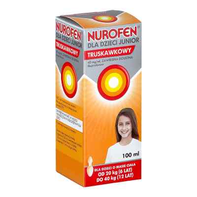 Nurofen dla dzieci JUNIOR truskawkowy 100 ml od RECKITT BANCKISER HEALTH CARE IN PZN 08301757