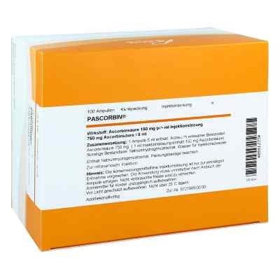 Pascorbin 750 mg kwas askorbinowy/5ml w ampułkach 100X5 ml od Pascoe pharmazeutische Präparate GmbH PZN 00581273