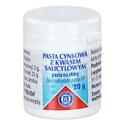 Pasta cynkowa z kwasem salicylowym 20 g od PRZEDSIĘBIORSTWO PRODUKCJI FARMACEUTYCZNEJ HASCO-L PZN 08304362