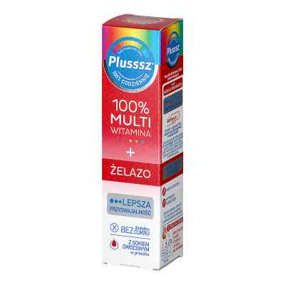 Plusssz 100% Multiwitamina + Żelazo smak wiśniowo-pomarańczowy 20  od POLSKI LEK  PZN 08300886