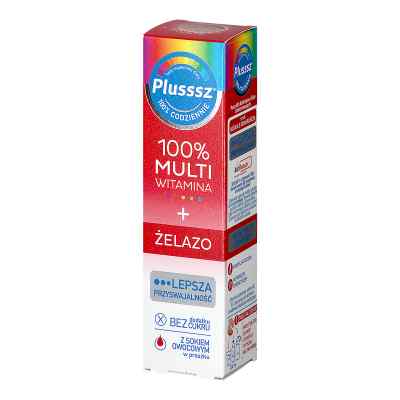 Plusssz 100% Multiwitamina + Żelazo smak wiśniowo-pomarańczowy