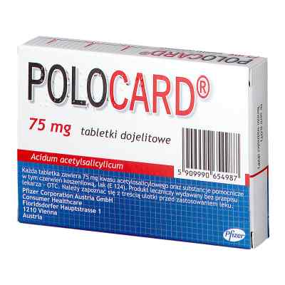 Polocard 75 mg tabletki dojelitowe 60  od PFIZER CONSUMER MANUFACTURING ITALY S.R.L. PZN 08300442