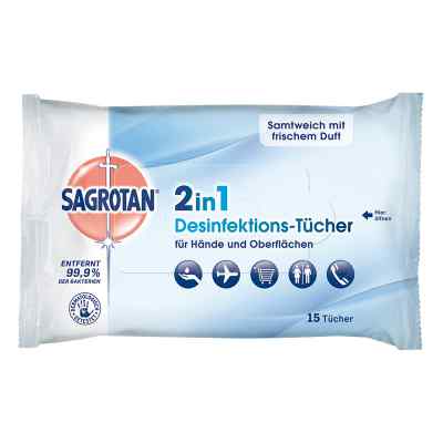 Sagrotan 2w1 chusteczki do dezynfekcji 15 szt. od Reckitt Benckiser Deutschland GmbH PZN 11101081