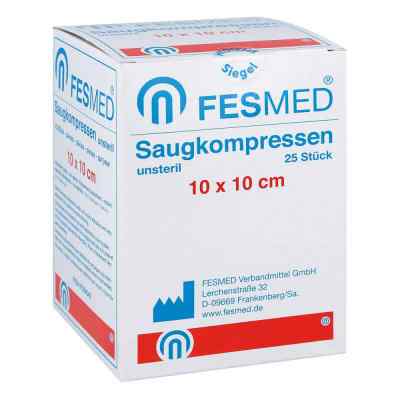 Saugkompressen 10x10cm unsteril 25 szt. od FESMED Verbandmittel GmbH PZN 07354043