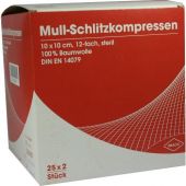 Schlitzkompressen Mull 10x10cm 12fach steril