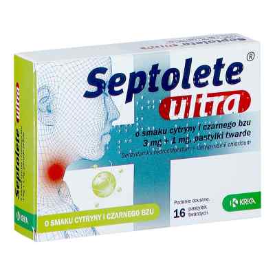 Septolete ultra cytryna/czarny bez pastylki 16  od KRKA D.D. NOVO MESTO PZN 08302236