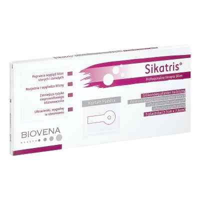 SIKATRIS Silikonowe plastry na blizny po mastopeksji 17cmx7,6cm 5  od BIOVENA HEALTH SP. Z O.O. PZN 08303100