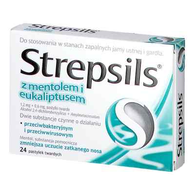 Strepsils z mentolem i eukaliptusem 24  od RECKITT BANCKISER HEALTH CARE INTERNATIONAL PZN 08300805
