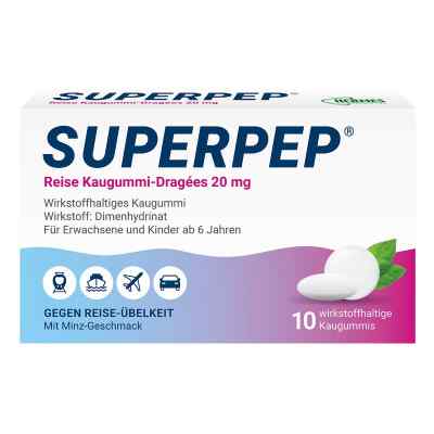 Superpep Reise 20 mg guma do żucia 10 szt. od HERMES Arzneimittel GmbH PZN 04877929