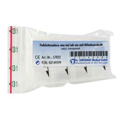 Tablettendose mo/mi/ab/na m.Blin.Schr.weiss tra. 1 szt. od Dr. Junghans Medical GmbH PZN 03149599