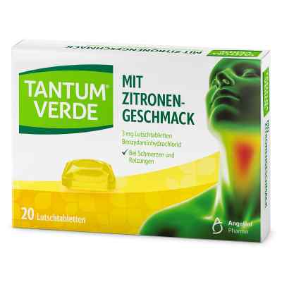 Tantum Verde 3 mg pastylki o smaku cytrynowym 20 szt. od Angelini Pharma Deutschland GmbH PZN 03335540