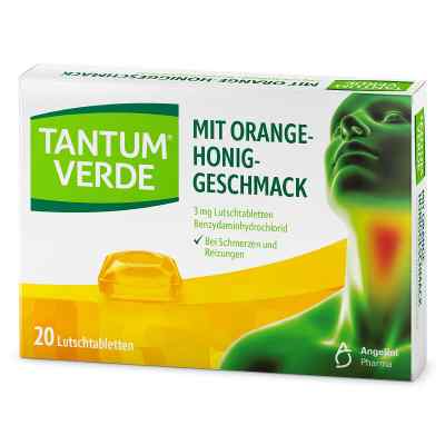Tantum Verde 3 mg tabletki do ssania o smaku pomarańczy i miodu 20 szt. od Angelini Pharma Deutschland GmbH PZN 03335557